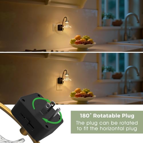 Image of L LOHAS LED Night Lights Plug into Wall, 3000K Soft White | Morning Glory Floral Nightlight with Dusk to Dawn Sensor, 0-100lm Adjustable Brightness, for Hallway Bedroom Stairway