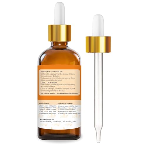 Image of Crysalis Pure Natural Undiluted & Organic Standard Saffron(Crocus sativus) Essential Oil Steam Distilled Hair &Skincare Anti- Acne Minimizes Dead Skin Cells Brightens Complexion Massage Oil - 100ML