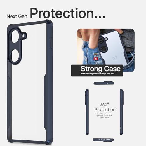 Image of Pikkme Back Cover for Oneplus Nord CE 5 5G | Ultra Hyrbid | Full Camera Protection | Raised Edge | Crystal Clear Transparent Bumper Case (Blue)