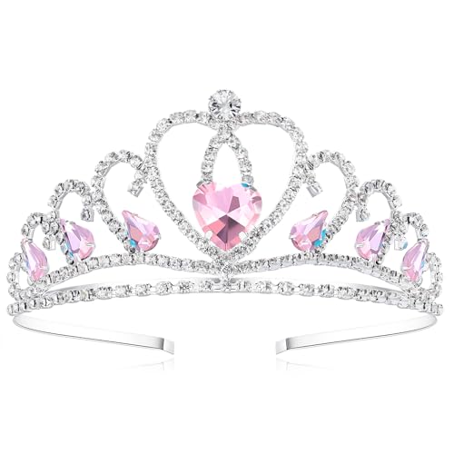 Lovelyshop - Lovelyshop Enchanting Pink Heart Tiara for Little Girls - Multi-Layered with Sparkling Pink Diamonds, Ideal for Princess Parties and Costume Dress-Up