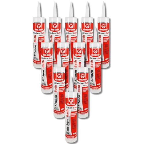Red Devil 0408 Duraguard Kitchen &amp; Bath Siliconized Acrylic Caulk, 10.1 oz., Clear, 12 Pack, Made in USA