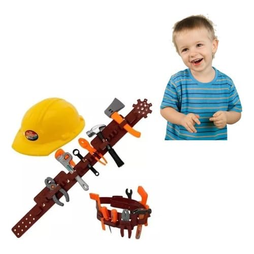 Kit Ferramenta Infantil Jogo com peças como Chave de Fenda Martelo Cinto e Capacete