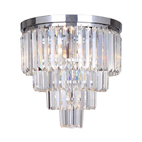 Plafonnier AMEDEO chrome et verre 5x E14 pour une salle à manger chic