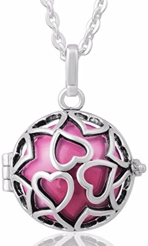 EUDORA Harmony Bola Endless Love Locket Pandent Necklace 20mm Musical Chime Ball & 30'' Chain Pink