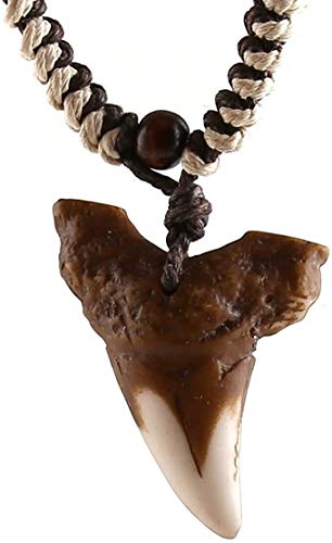 WeiLiAA Qualified Hawaiian Shark Teeth Resin Pendant - Adjustable Cord Surfer Necklace - Cool Surfer Hawaiian Beach Style Jewelry Lifetime