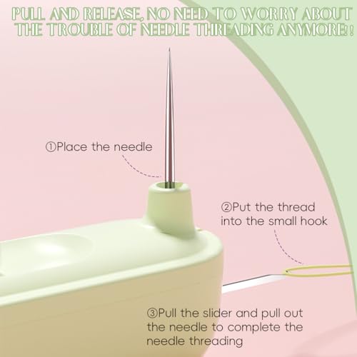 Image of HASTHIP 2 in 1 Needle Threader Seam Ripper, Automatic Sewing Machine Opening Machine Quilting Supplies Sewing Kit Rapid Sewing Machine Circular Sewing Machine, Green