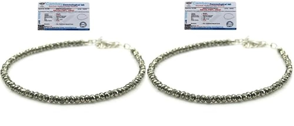 Certified Natural Raw Pyrite Anklet for Women | Handcrafted Money Magnet Pyrite Crystal Anklet Jewelry for Wealth & Karj Mukti | with Natural Energy | Adjustable Size Spiritual Gift for Balance & Meditation ( 1 Pair )