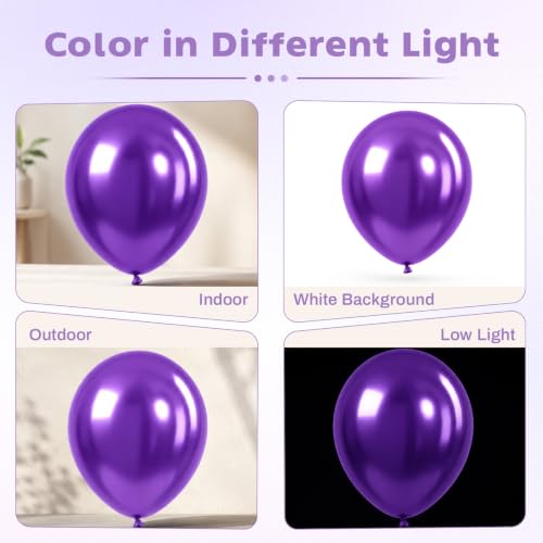 Image of Metallic Purple Balloons, 12 Inch Chrome Purple Latex Party Balloon