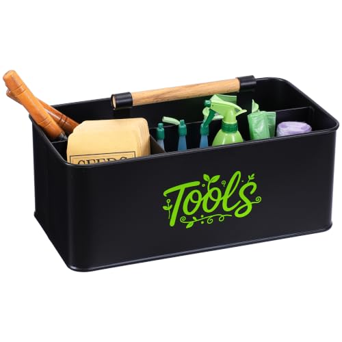 Candco Gardening Tool Caddy, Wooden Handle and 4 Compartments