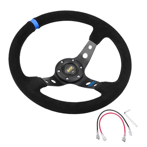 Universal 35cm 6 Bolts Auto Car Racing Steering Wheel Horn Comfortable Attractive Design Racing Car (Blue) Universal Steering Wheel Racing Steering Wheel with Horn