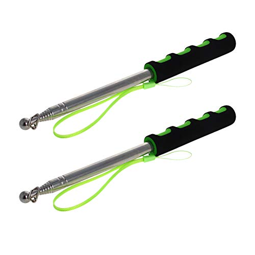 Image of Othmro 2Pcs Hollow Telescopic Teachers Pointer, Teaching Pointer Stick for Classroom, Metal Hand Retractable Pointer Extended Length 55.1 inch, Handheld Presenter Whiteboard Pointer (Green)