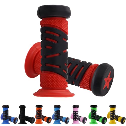 TOKSEO Paar Fahrradgriffe Kinder, Sicherheit Durch Prallschutz, Fahrradgriffe 22mm Kaliber, 95 mm Länge Gummi Lenkergriffe Fahrrad Kinder für Roller, Kinder Laufrad, Kinderfahrrad (Rot)