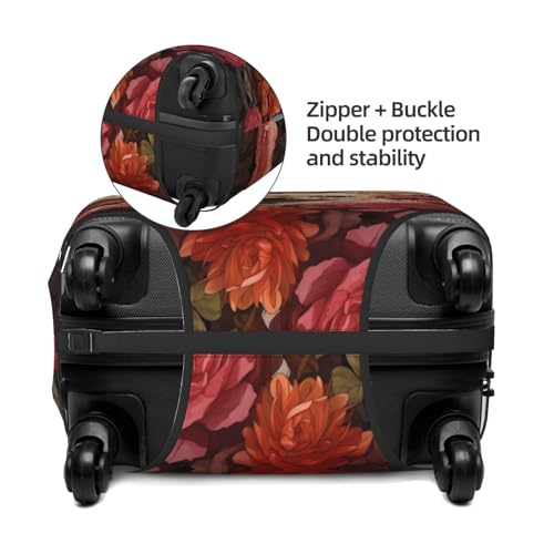 VOSERY Travel Luggage Cover - Vintage Red Flower Chihuahua Washable Suitcase Covers Protector Fits 18-32 Inch Luggage2