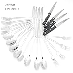 24 Piece Premium Stainless Steel heavy Flatware Set, Silverware Set for 24,Food-Grade Tableware Cutlery Set,Service for 4 Tableware Including Steak Knife,Dishwasher Safe - Image 2