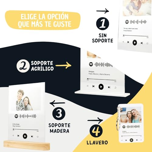 Miniatura 3 de Placa Spotify Personalizada Con Foto Y Canción Favorita. Placa Personalizada De Metacrilato Con Código Escaneable. Regalo Original Personalizado Para San Valentín.
