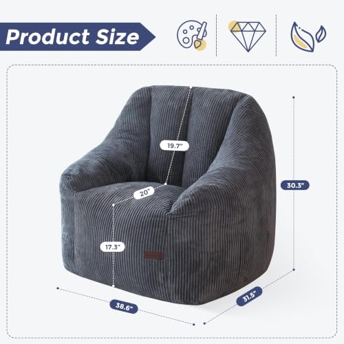 Image of MAXYOYO Bean Bag Chair for Adults, Foam-Filled Floor Sofa for Reading