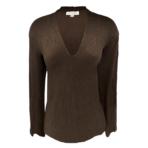 Kim & Cami Medium Brown Long Sleeve Sweater, Stretchable Rayon-Polyester Blend Breathable, Casual, Work, Evening, Fall, Winter Sweater (Size: Medium)