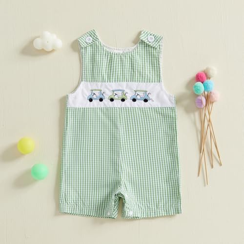 Infant Baby Boy Girl Golf Overalls Outfit Sleeveless Plaid Romper Straps Jumpsuit One Piece Playsuit Casual Clothes2