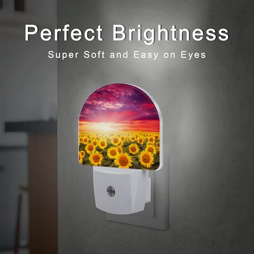 Image of Sunflowers with Sunset Night Light for Kids,Blooming Summer Sunflowers Night Light Plug in with Dusk to Dawn Sensor,0.5w Energy Saving Nightlight for Hallway Stairway Kitchen Bedroom