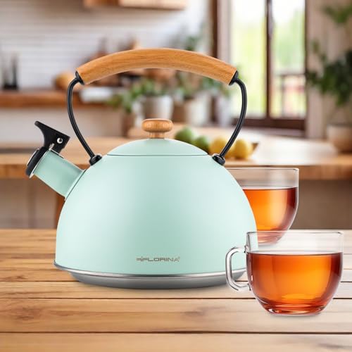 Miniatura 7 de Florina Hervidor De Agua 2,3 L I Tetera De Acero Inoxidable Natura I Mango De Madera I Silbido Automático I Hervidor Para Cocina De Inducción, Cocina A Gas Y Cocina Eléctrica I Color: Menta