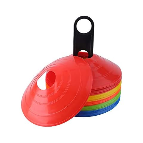 AOLVO Slalom Cones, Drone Cones Bright Color Disc Cones - Set of 50 Cone Markers for Training, Football, Kids, Sports, Drills, Basketball, Slalom, Lacrosse Cover