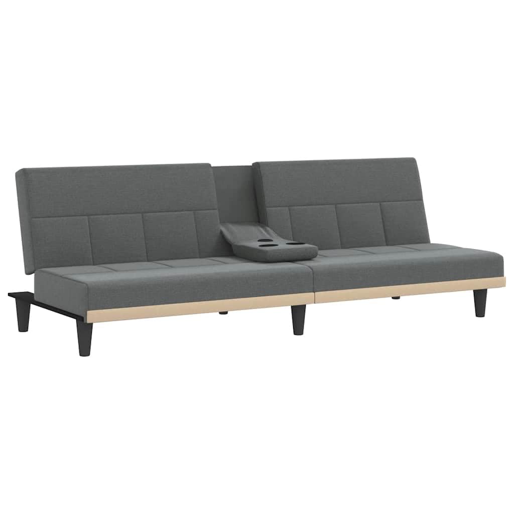 Canapé-lit Convertible Gris foncé en Tissu 200x89x70 cm avec Porte-gobelets, Dossier réglable 3 Positions, USB intégré, Cadre Robuste, idéal Salon séjour Chambre Bureau
