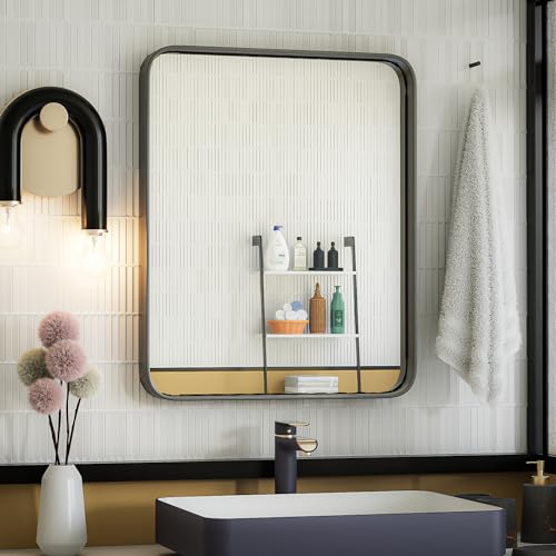 ISKM Black Framed Mirror for Wall 20"x 16", Bathroom Vanity