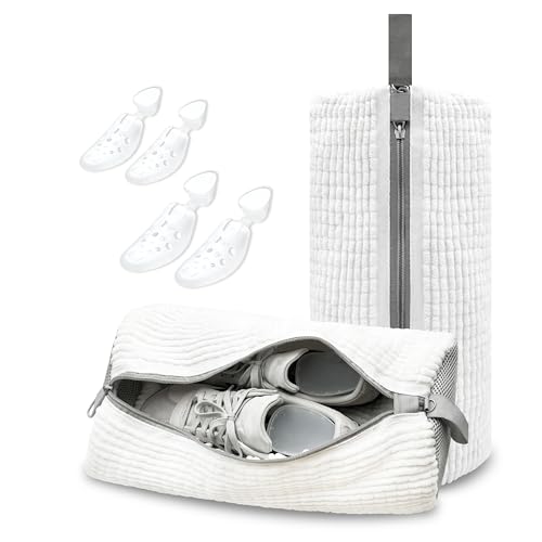 Shoe Washing Machine Bag: Laundry Shoe Bag For Washer And Dryer, Shoes Unstain Cleaner Kit Reusable Shoe Washing Bag For Sneakers, Trainers, Tennis Shoes(White 2pcs)