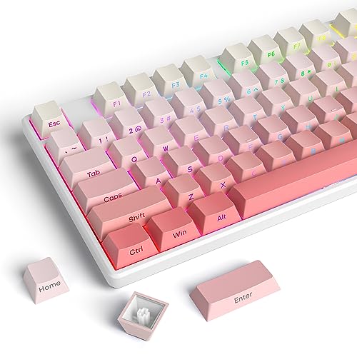 Image of Guffercty kred Cute PBT Key Caps 135-keys Custom Gradient Side Printed Double Shot Keycaps Cherry Profile for 61 /68 /96 /108 Mechanical Gaming Keyboard (Blush)