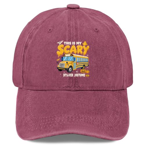This is My Scary SHOL Bus DRIBVER Costume Hat Women Funny Baseball Hats Funny Birthday Gifts for Women Wine Red