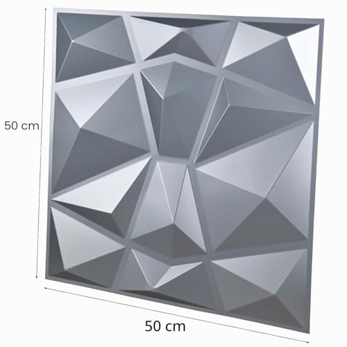 Art3d PVC Wandpaneele Strukturiertes 3D-Wanddesign Grauer Diamant 50x50cm – Ansicht 3