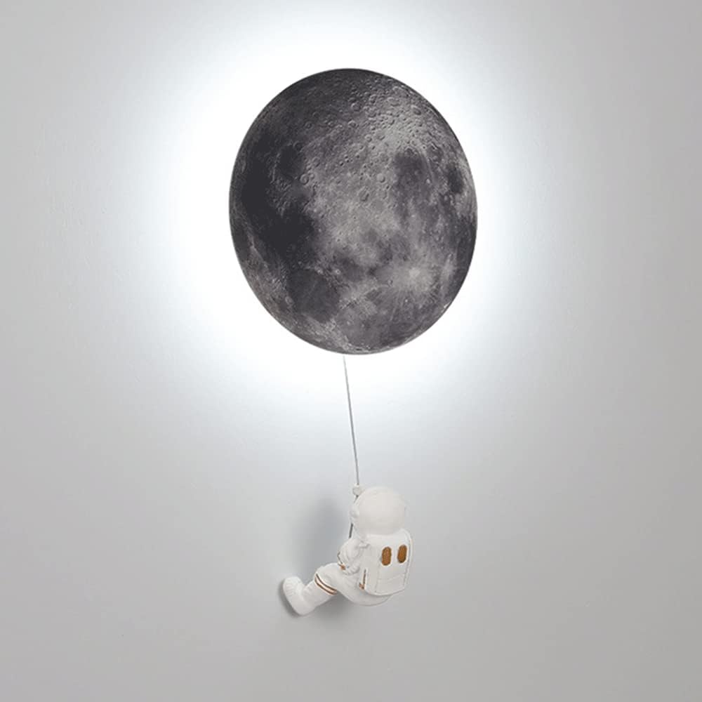 7.9" 's Room Moon l Lamp with Resin Astronaut Decorative Kit, Modern 16W LED l Sconce, Bedroom l Washer