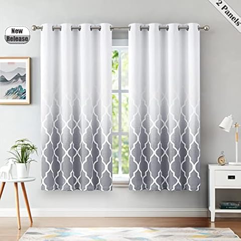 Beauoop Grey Ombre Blackout Curtains 72 Inch Cover