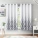 Price comparison product image Beauoop Blackout Curtains for Bedroom Grey Ombre Curtains 72 Inch Drop Geometric Print Eyelet Curtain for Living Room Darkening Thermal Insulated Window Curtain Drapes 2 Panel