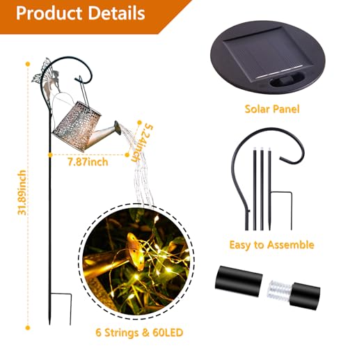 SRNPMIU Solar Watering Can Light, Solar Outdoor Decorative,Garden Decor Lights for Yard, IP65 Waterproof Hanging Lantern Landscape Lights, Garden Gifts for Mom, Grandma Women Birthday
