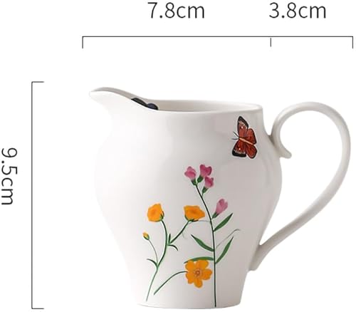Miniatura 3 de WAIT FLY Juego de crema de cerámica y azucarero de mariposa y flor, jarra de crema, azucarero con tapa, juego de servir café, juego de cuencos para