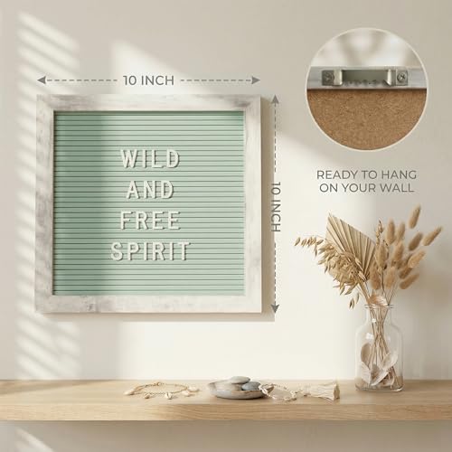 Image of Rustic Turquoise Felt Letter Board 10x10 Inch, 336 Letters with Stand | Changeable message board with stand and wall mount for home displays, creative workspaces and small spaces