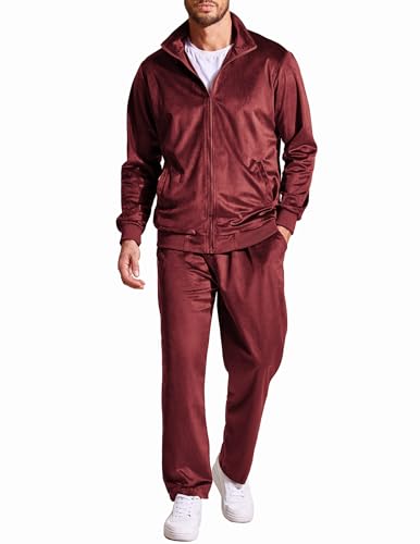 COOFANDY Mens Track Suits 2 Piece Long Sleeve Jacket Velvet Sweatsuits Pants Sets Jogging Party Outfits
