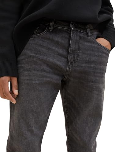 TOM TAILOR Herren Josh Regular Slim Jeans mit Stretch, 10250 - Used Dark Stone Black Denim, 34/32 – Ansicht 6