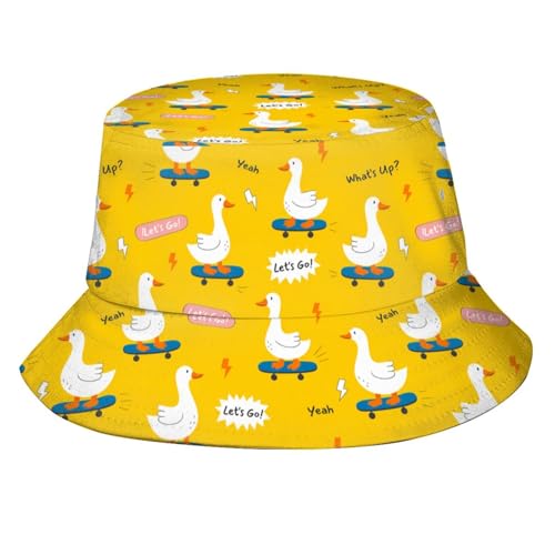 Image of Bucket Hat Cute Silly Goose Fisherman Hat for Women Men, Funny Summer Outdoor Beach Hat Packable Sun Cap for Travel Hiking