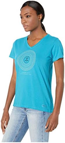 LIFE IS GOOD Women's Crusher Vee Daisy Mandala, Seaport Blue, XX-Large