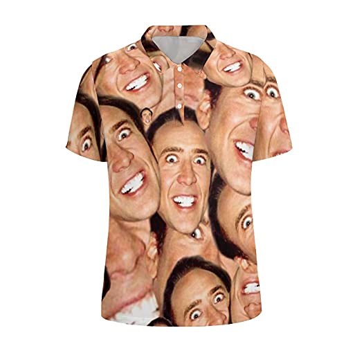 Nicolas Cageニコラス・ケイジ ポロシャツ POLOシャツ メンズTシャツ 総柄ポロシャツ 半袖シャツ 夏服 ゴルフ トップス カットソー ティーシャツ 型崩れしにくい 通気性 快適 カジュアル FASHION 派手 8サイズ