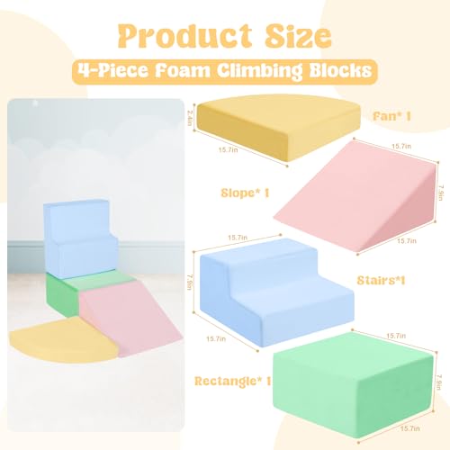 Image of CAMELUS Climbing Toys for 1 Year Old, Foam Baby Climbing Blocks for Toddlers, 4-Piece Soft Play Set Toddler Climbing Toys Indoor, Climb Crawl Activity Play Set, Birthday