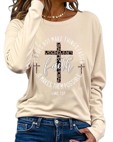SweatyRocks Women's Bible Verse Jesus Sweatshirt Religious Cross Graphic Faith
