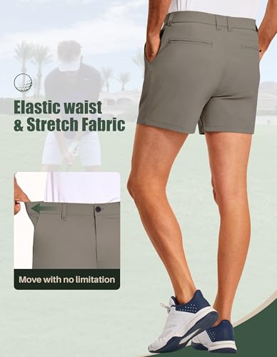 Image of PULI Golf Shorts Men 5 Inch Inseam Stretch Casual Dress Shorts with Pockets Waterproof Lightweight Quick Dry