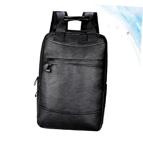 Sac à dos cuir PU noir pour étudiant et hommes en déplacements quotidiens
