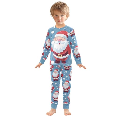 Fustylead Christmas Santa Claus in Winter Long Sleeve Top and Matching Bottom Cotton Pajama Sets3