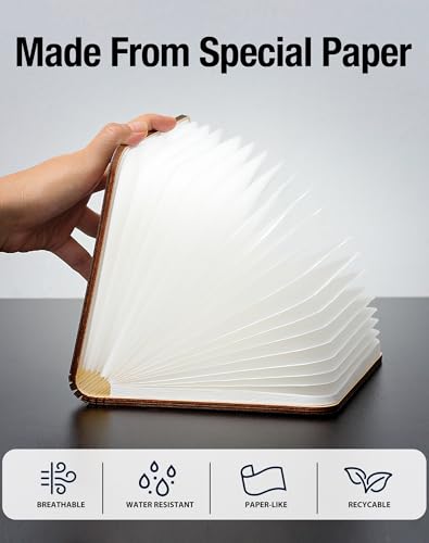 Image of 8.3 Inch Wooden Book Lamp, Book Lovers Gifts,Teacher Appreciation Gifts for Women, LED Ambient Lighting, Magnetic Mood Lighting for Home&Library Decor (Walnut)