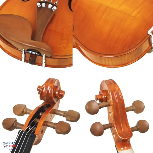 Kit Violino 4/4 Todo Madeira Estante Espaleira Afinador Breu