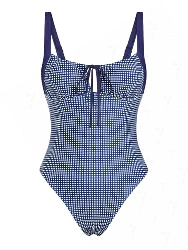 Vintage Lace Jacquard Tied Back One-Piece Swimsuit